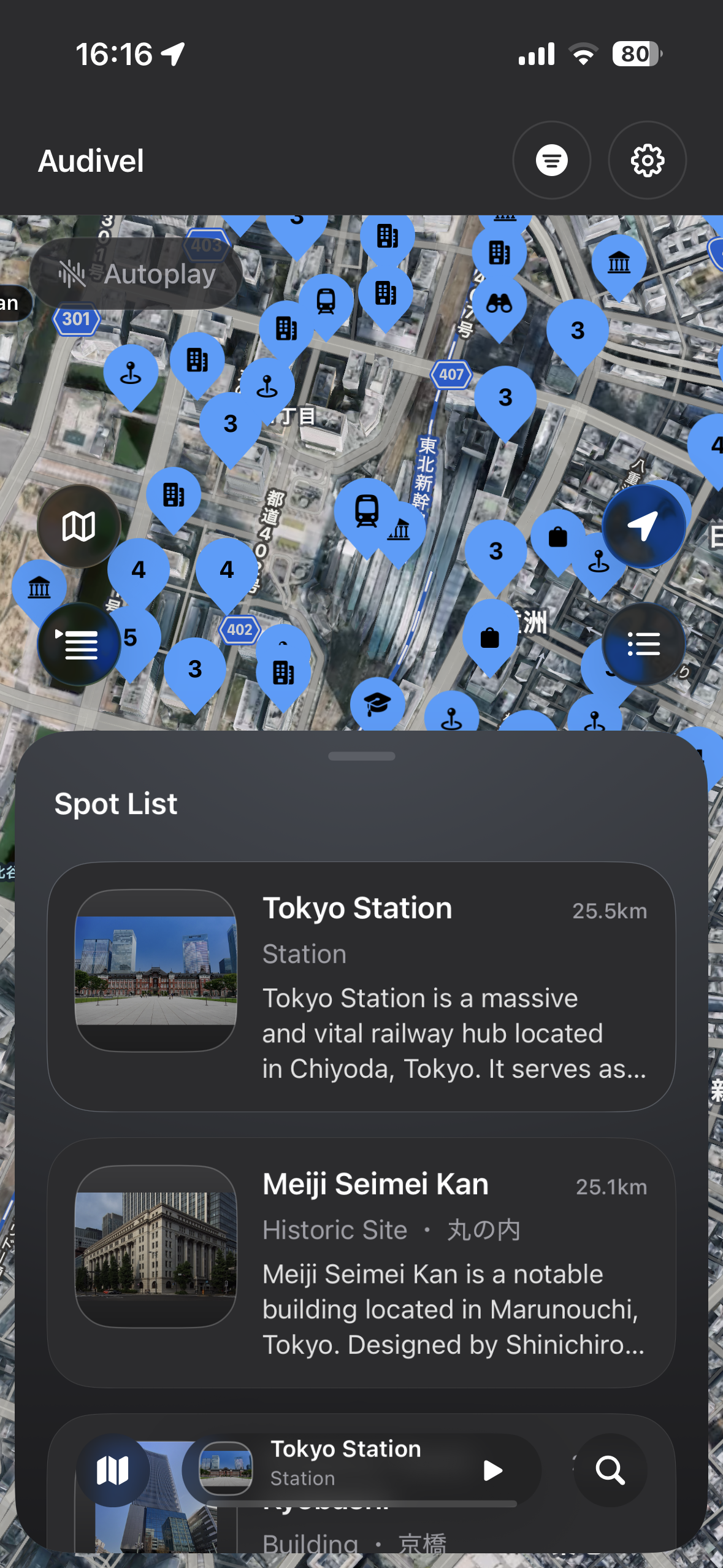 Tabitel satellite map and spot list